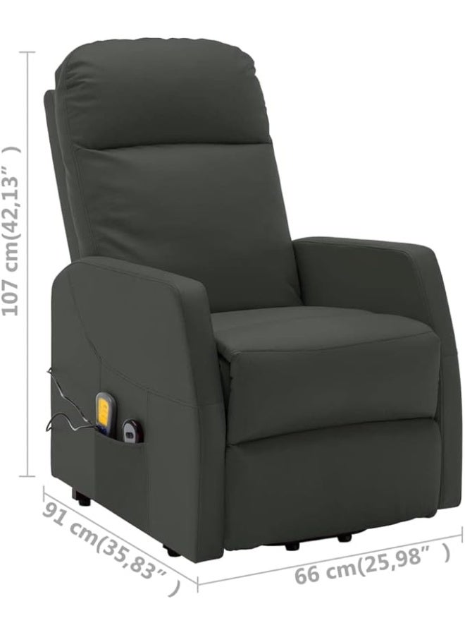 فيداكسل كرسي استرخاء مزود بخاصية التدليك والرفع الكهربائي من فيدا إكس إل، مصنوع من الجلد الصناعي بلون أنثراسيت. - Image 3